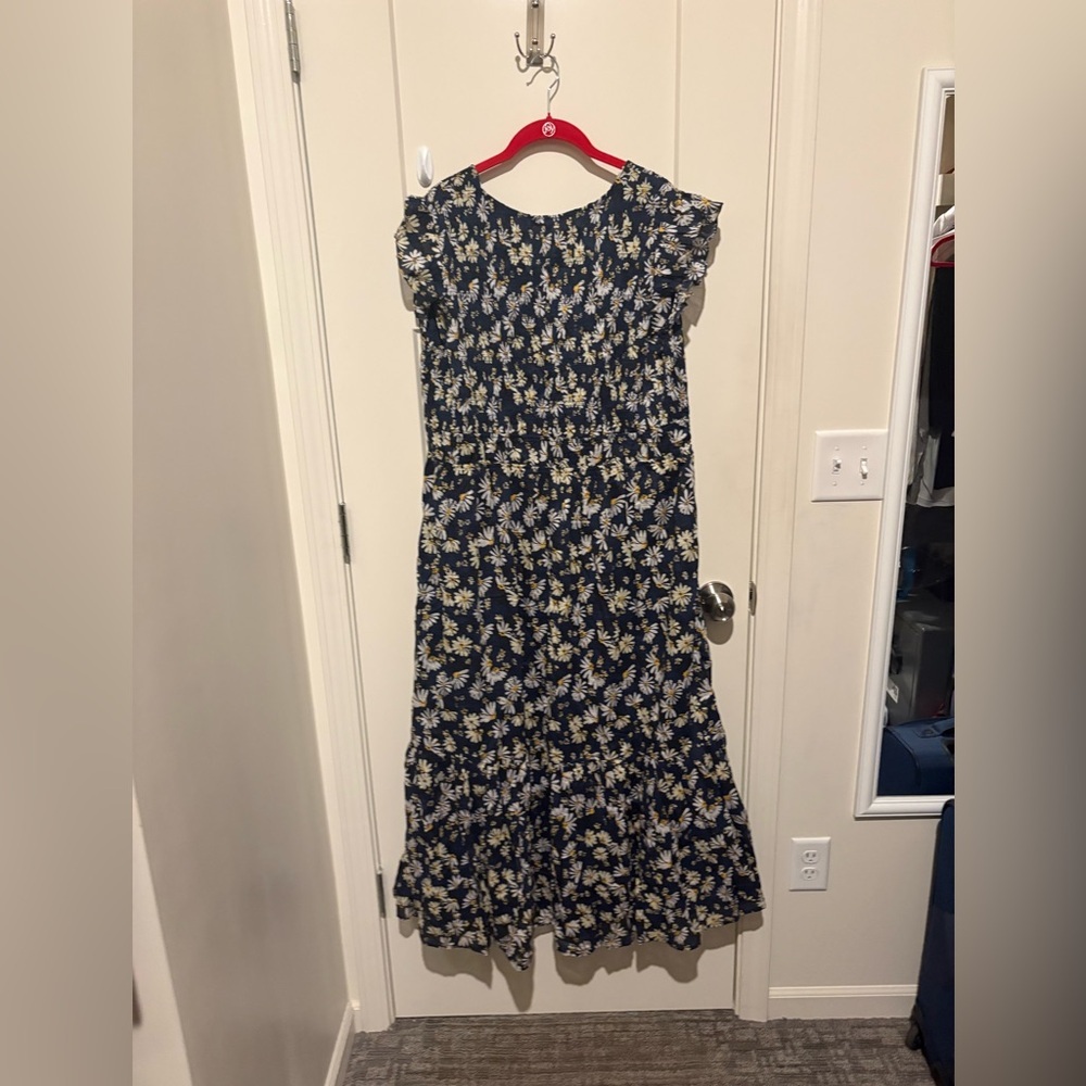 Anthropologie The Peregrine Midi Dress XL Navy Daisy NWT - Picture 3 of 5